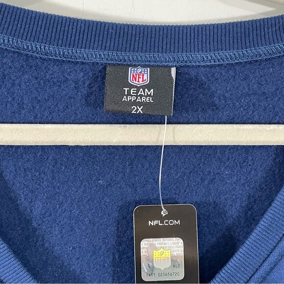 NWT NFL New England Patriots Rhinestone Logo Navy V-Neck Pullover Sweatshirt 2X - Picture 4 of 8